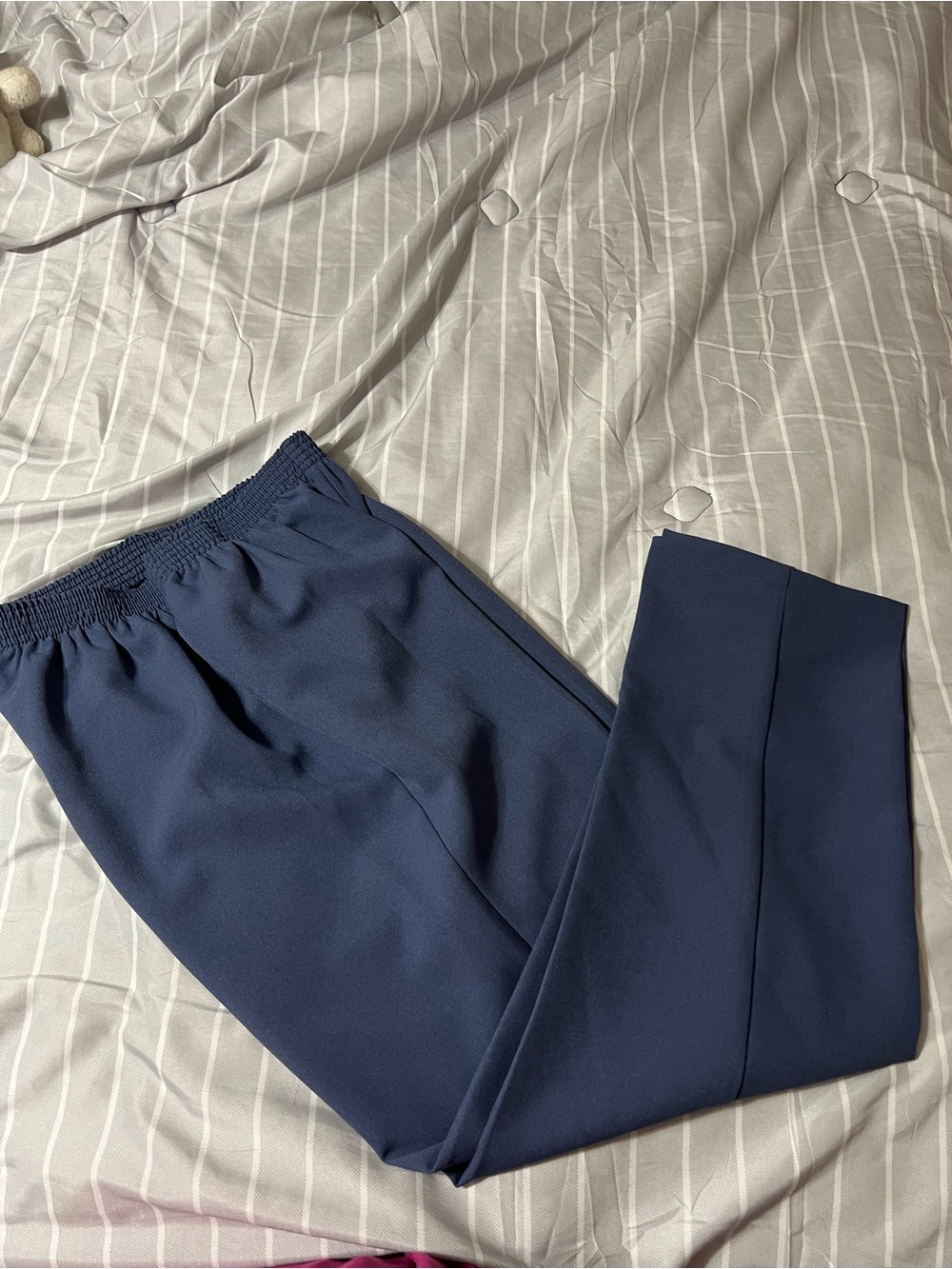 Bon Worth Navy Elastic-Waist Dress Pants